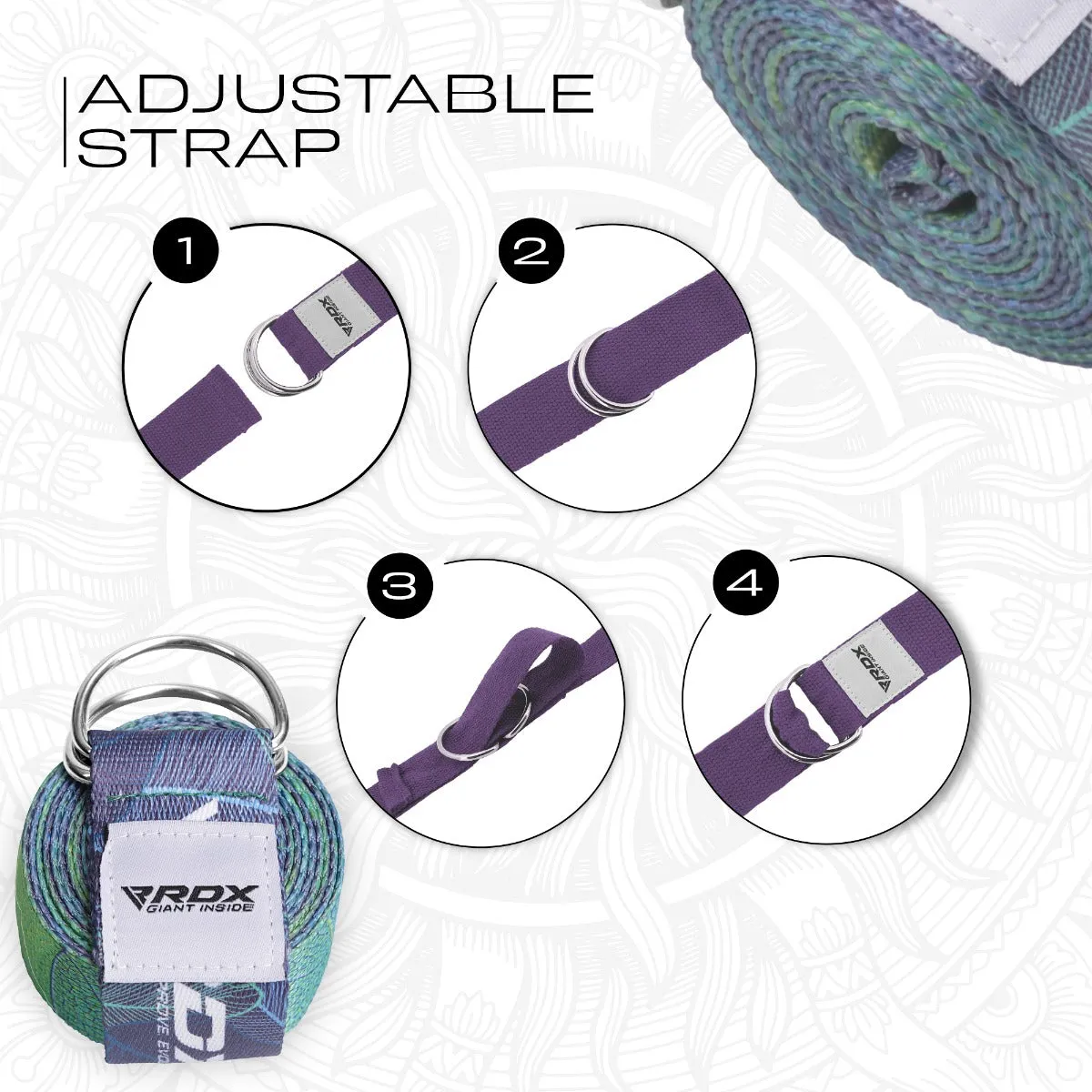 RDX F10 D-Ring Steel Buckle Cotton Yoga Strap