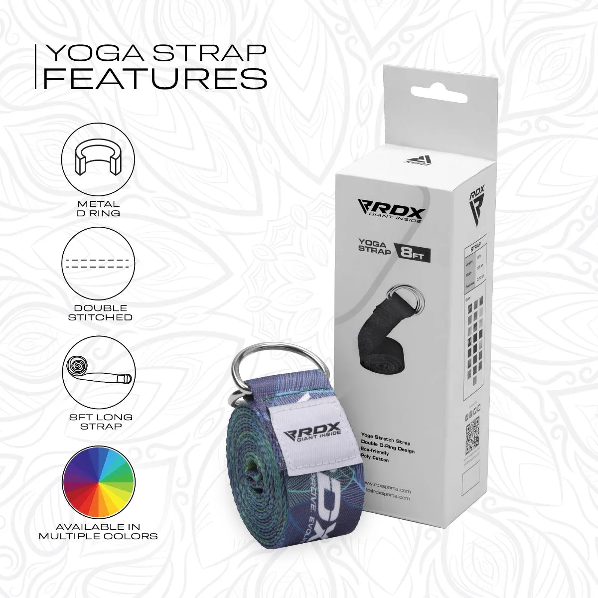RDX F10 D-Ring Steel Buckle Cotton Yoga Strap