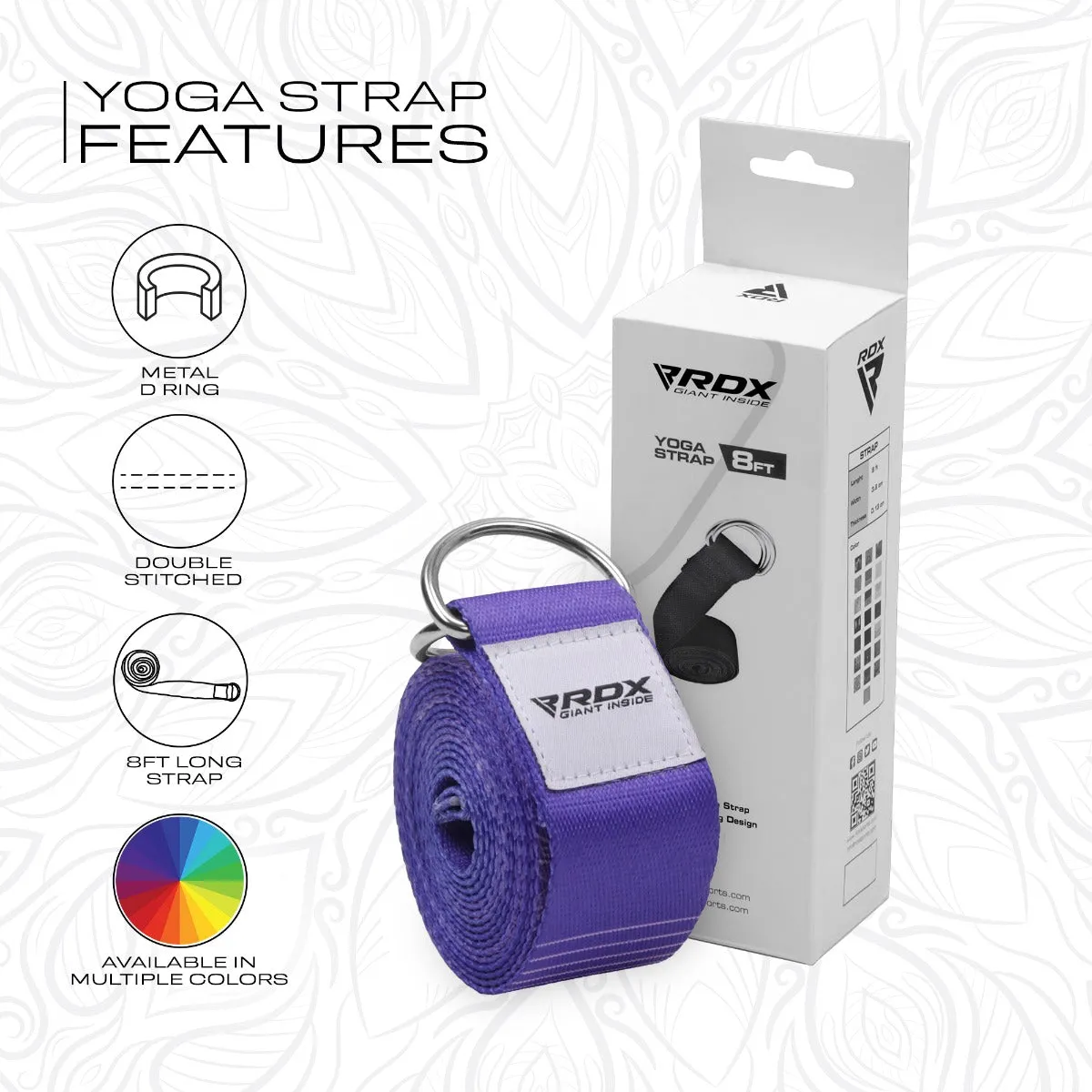 RDX F12 D-Ring Steel Buckle Cotton Yoga Strap