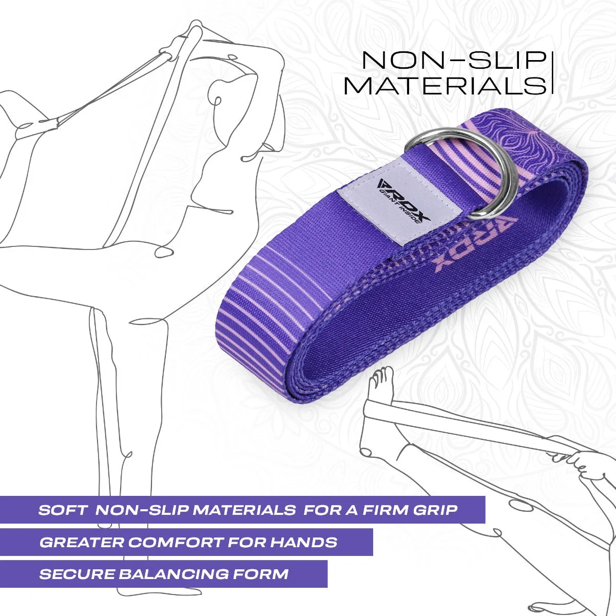 RDX F12 D-Ring Steel Buckle Cotton Yoga Strap