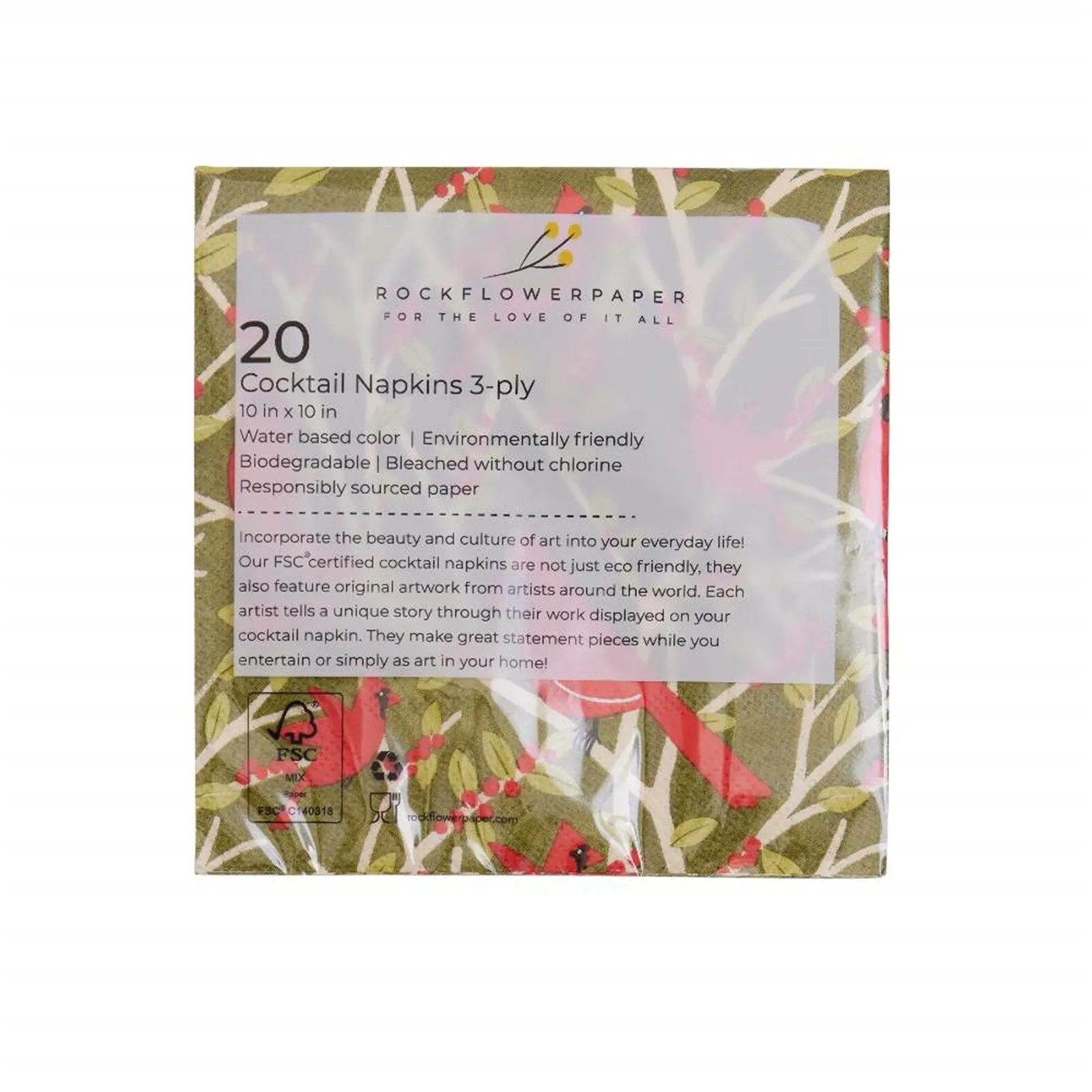 Red Cardinal Paper Cocktail Napkins (Pack of 20)
