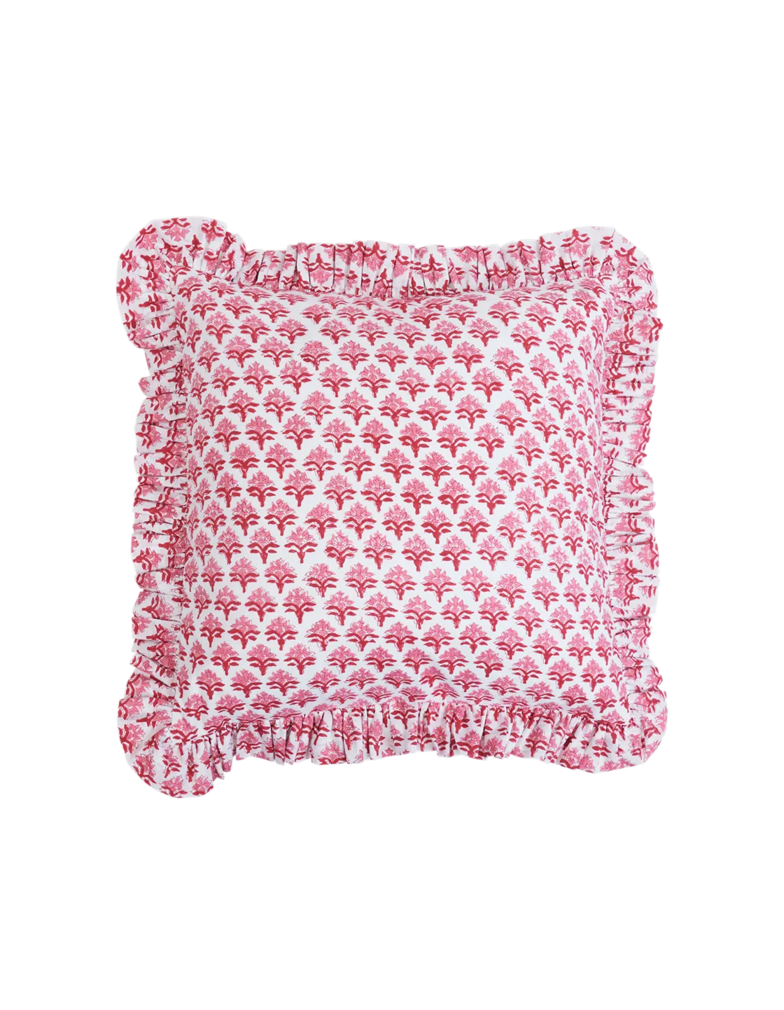 Red Flower Ruffled Pillow