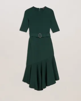 Samalee Knitted Flippy Skirt Midi Dress Dk-Green