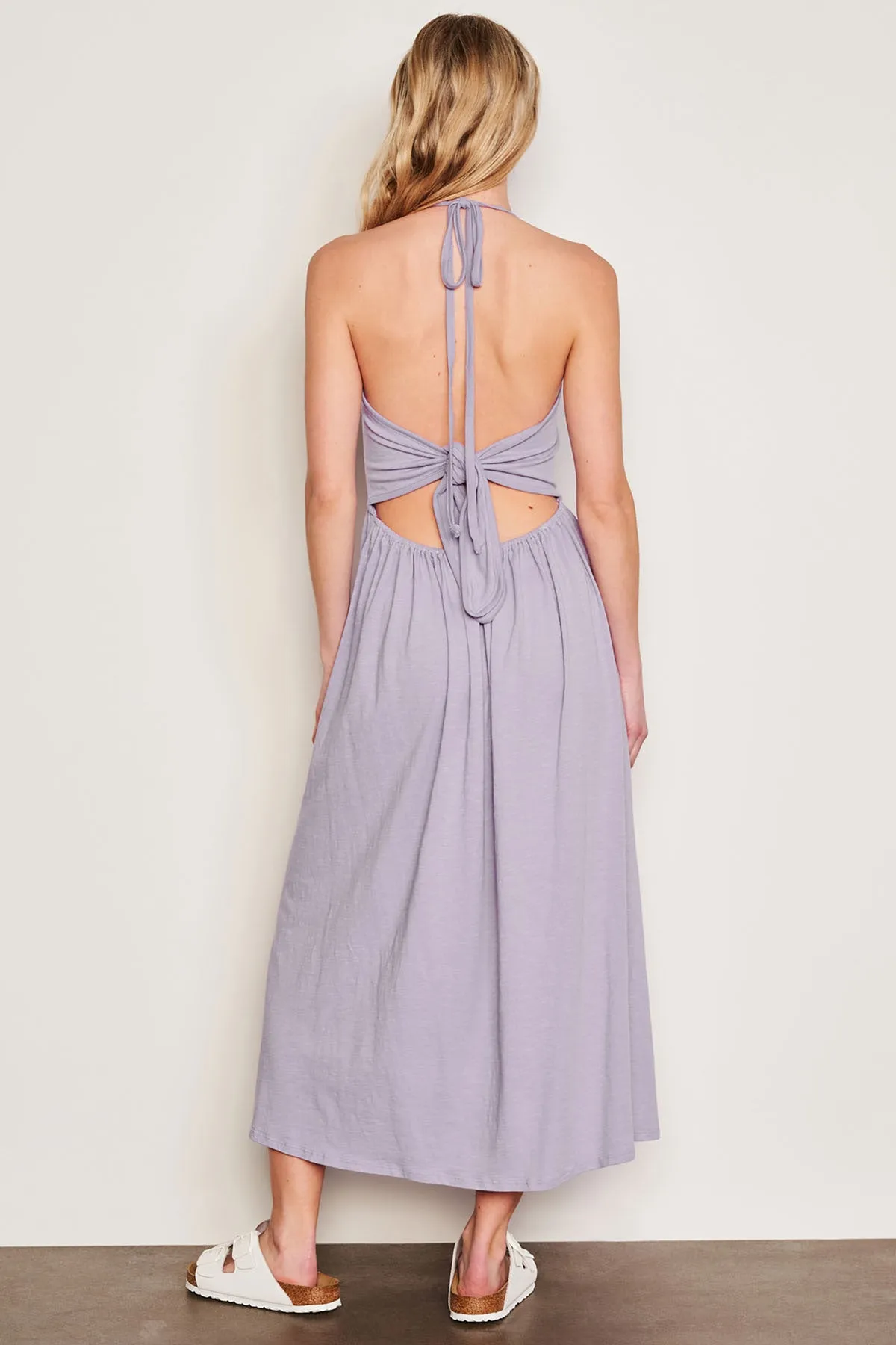Sundry Tie Back Dress in Dark Lavender