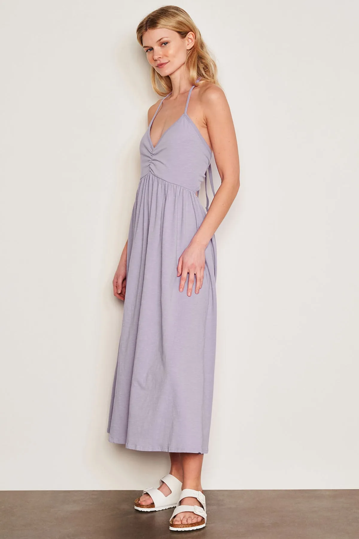Sundry Tie Back Dress in Dark Lavender