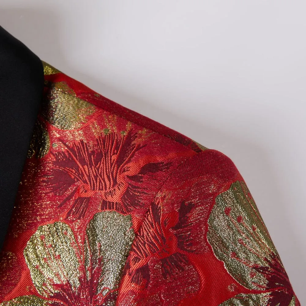 The Gold Petal Jacquard Slim Fit Blazer Tuxedo Suit Jacket
