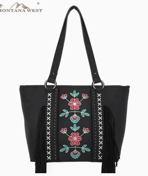 Wrangler Concealed Carry Embroidered Floral Fringe Handbag