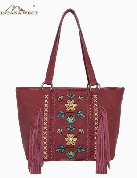 Wrangler Concealed Carry Embroidered Floral Fringe Handbag