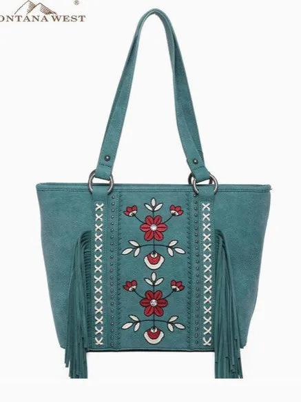 Wrangler Concealed Carry Embroidered Floral Fringe Handbag